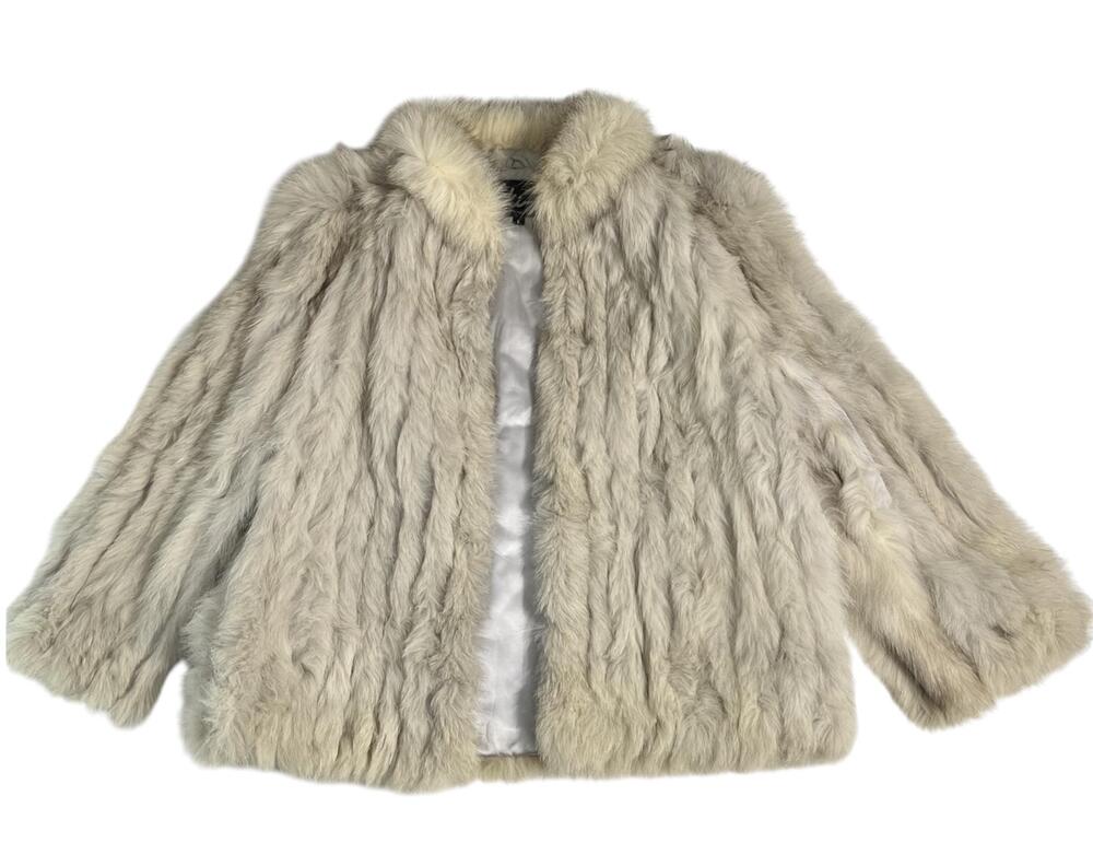 Niki Vintage Natural Blue Fox Fur Jacket Short Coat Womens Mob Wife Finland 80s